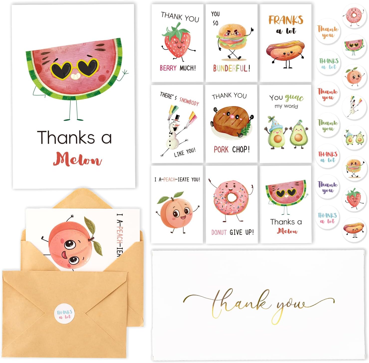 Funny Thank You Cards - 36 Pcs Funny Birthday Thank You Cards with Envelopes and Stickers, 4‘’x6'' Cute Thank You Birthday Cards for Women, Office Coworker, Employee & Staff Appreciation, Appreciation Card - Image 2