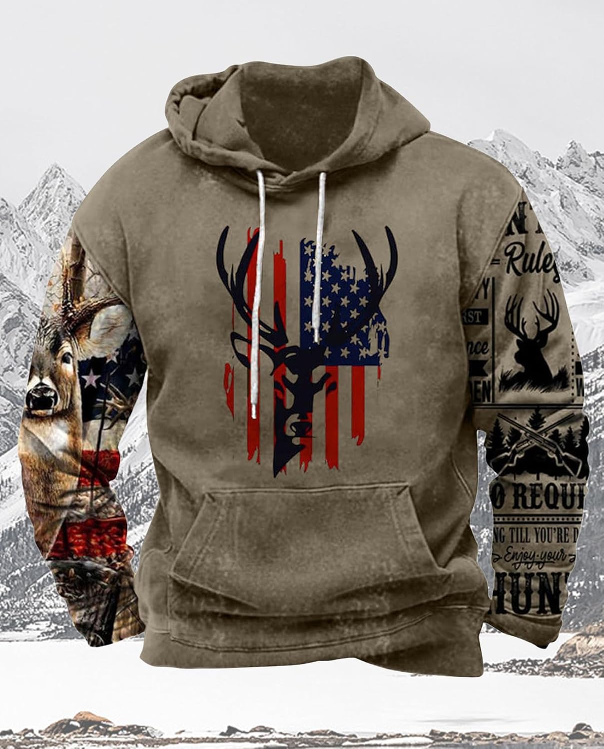 Western Hoodie for Men Aztec Cowboy Printed Drawstring Pullover Hooded Sweatshirt Mens Comfy Fleece Sweatshirt - Image 5