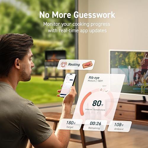 Miniatura 2 de COSORI Termómetro digital inalámbrico para carne, termómetro Bluetooth para alimentos, para parrilla, ahumador, horno, freidora de aire para pavo,