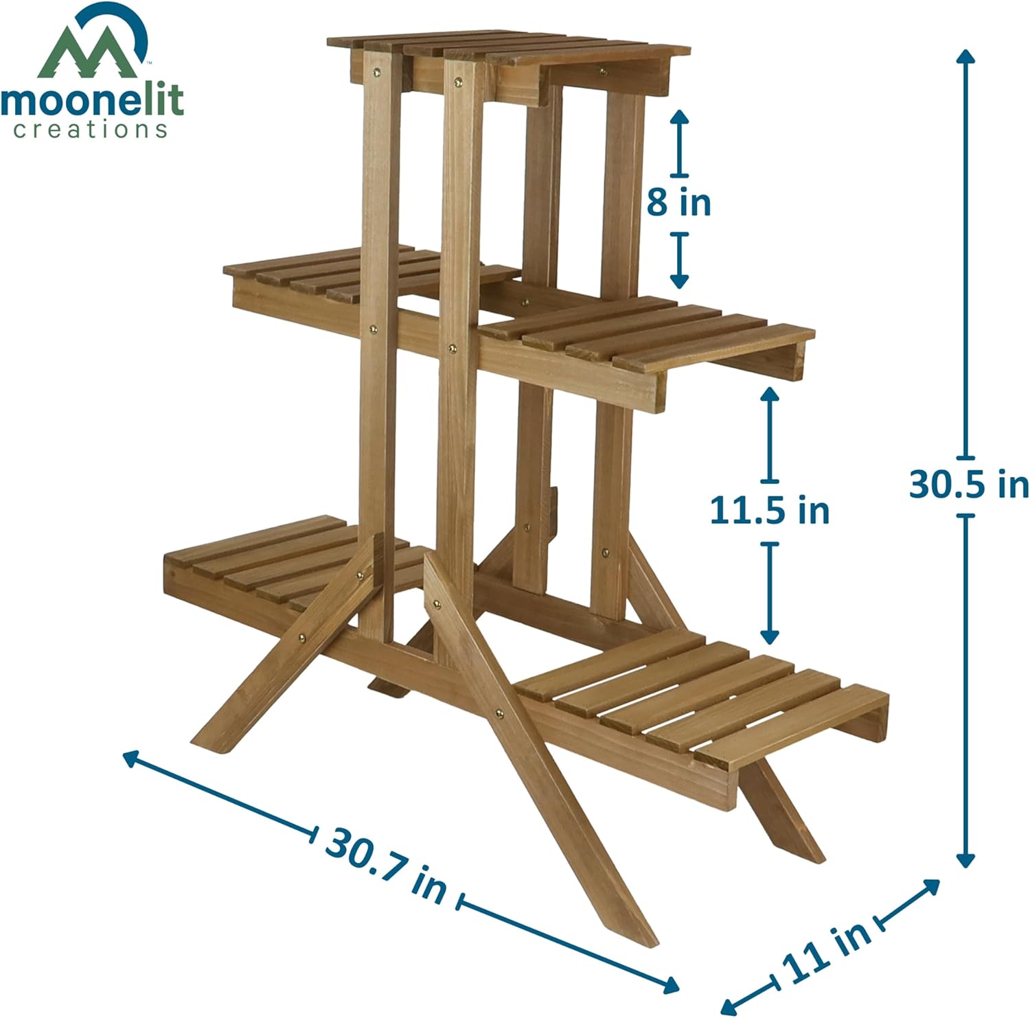 3-Tier Wooden Plant Stand Shelf – Indoor/Outdoor Display with 5 Shelves for Potted Plants for Home Décor, 31x11x31