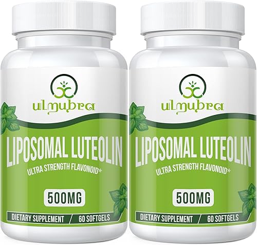 Ulmubra Luteolina liposomal 500 MG máxima absorción potente flavonoide 120 cápsulas blandas suplemento de luteolina para la salud cerebral y nerviosa
