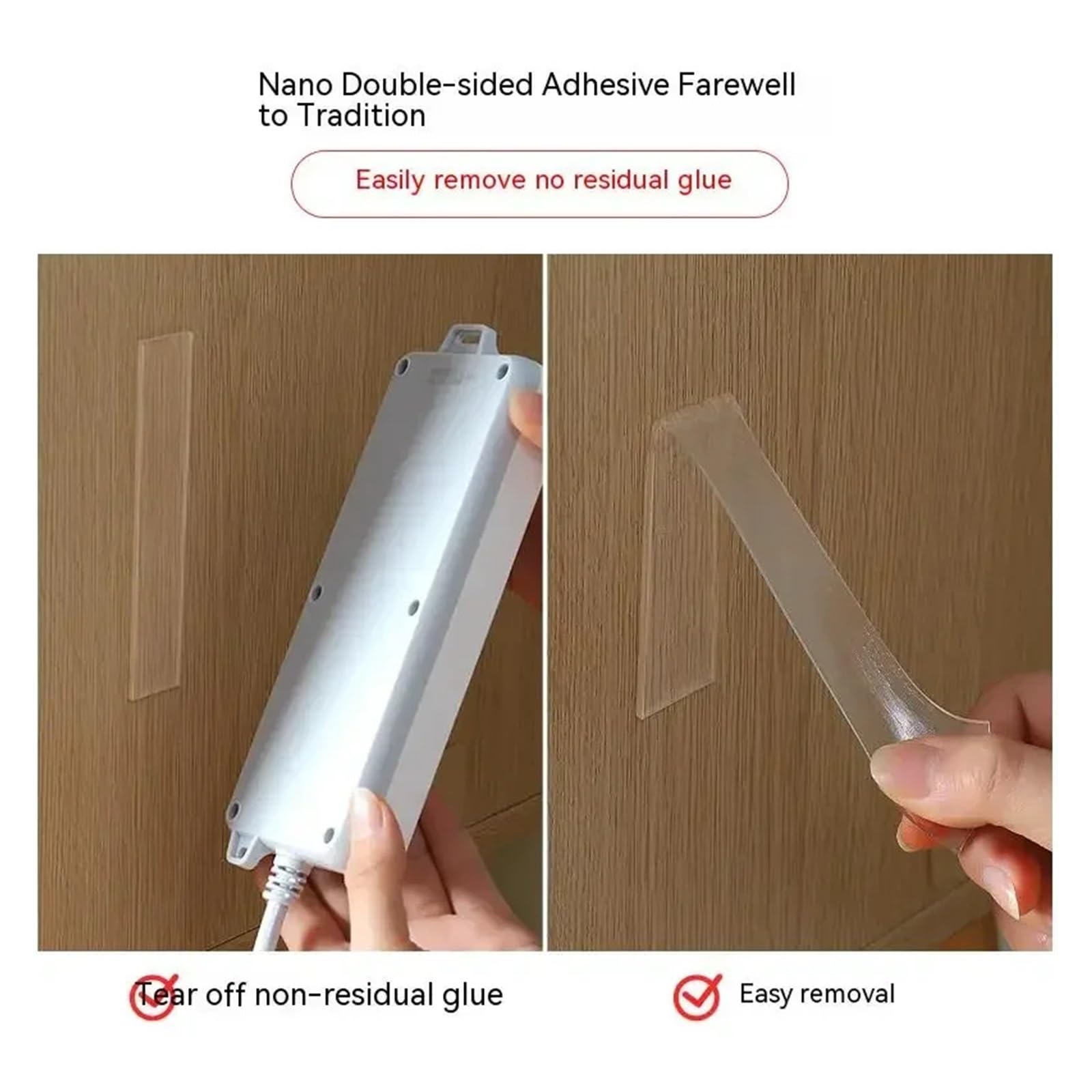 Nastro adesivo biadesivo trasparente, Nastro biadesivo resistente da 1/3/5 m, strisce adesive trasparenti, resistenti, multiuso, riutilizzabili, for cancelleria(1 M)