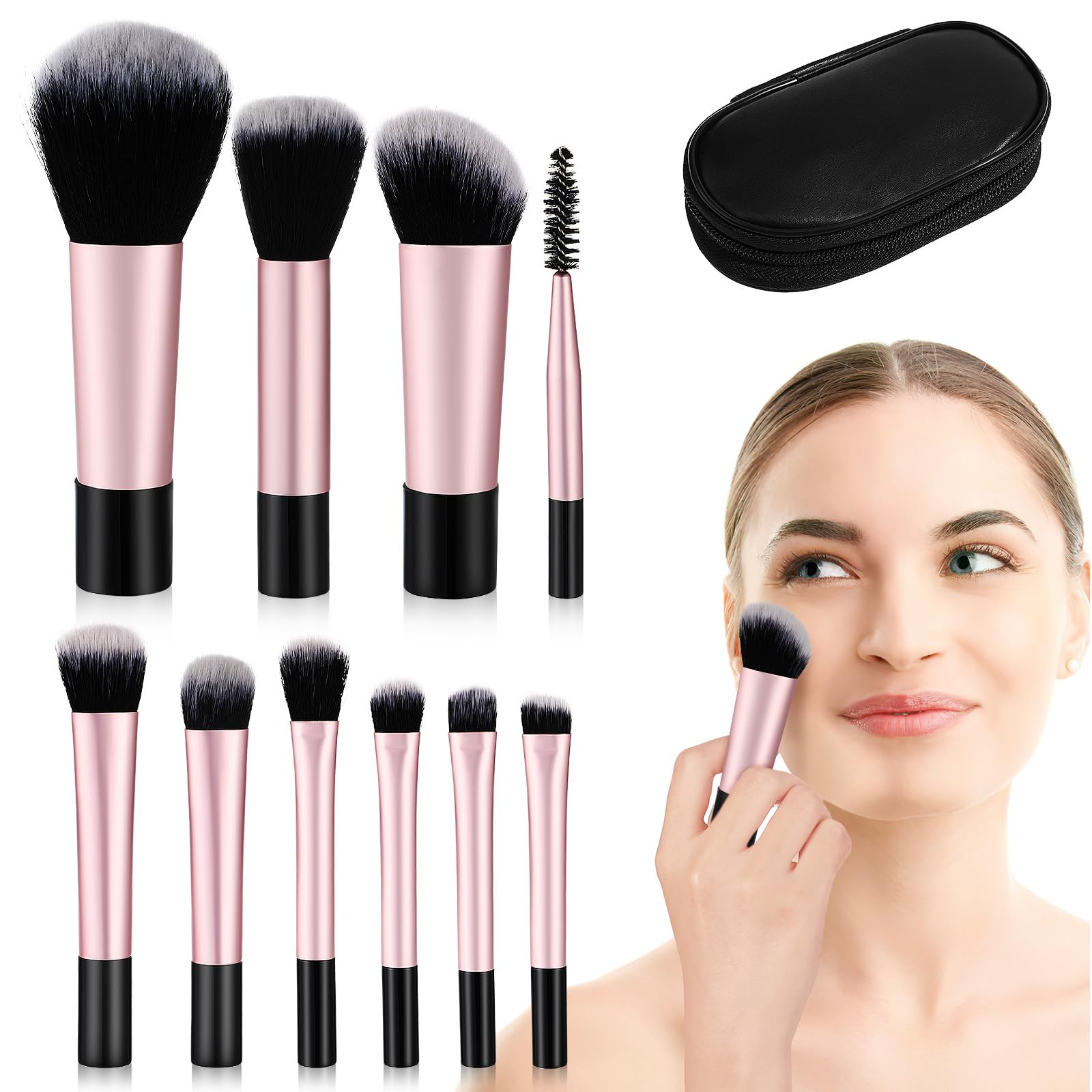 Healeved Makeup Brush 10PCS Makeup Brushes Set with Makeup Case Make Up Brushes for Eyeshadow, Foundation, Powder,Blush and Concealer