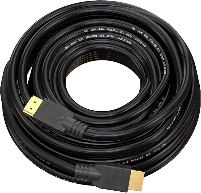 15M HDMI Cable v1.4 by True HQ | HIGH SPEED Long Lead with Ethernet ARC 3D | Full HD 1080P PS4 Xbox One Sky HD TV Laptop PC Monitor CCTV | Black & Gold Plated