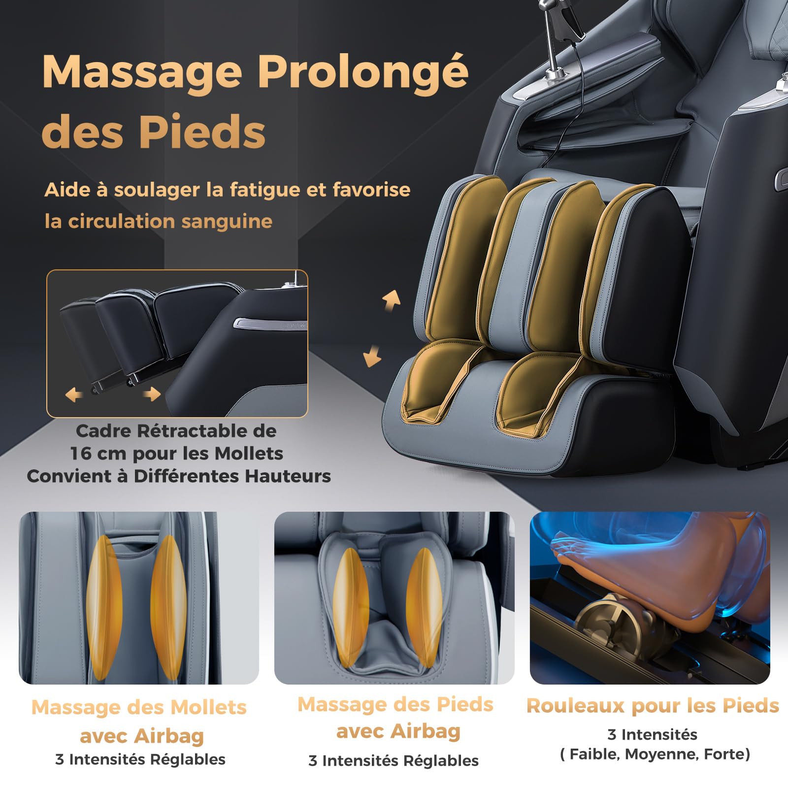 COSTWAY Fauteuil de Massage Électrique, Fauteuil de Massage Inclinable Rail SL avec 12 Modes Automatiques 5 Techniques de Massage Chauffage et Rouleaux Télécommande Haut-Parleur (Noir)