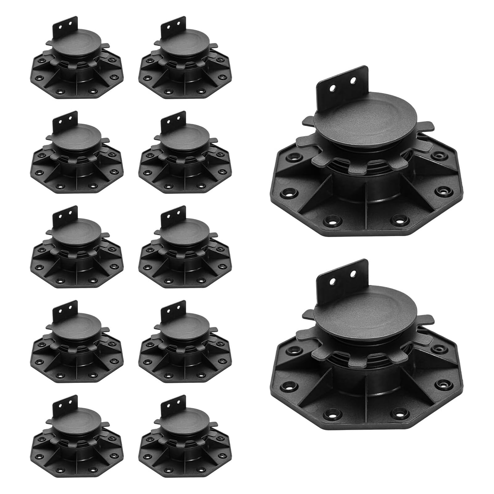 12PCS Adjustable Decking Feet 30-60mm Riser Supports for Wood WPC Aluminium