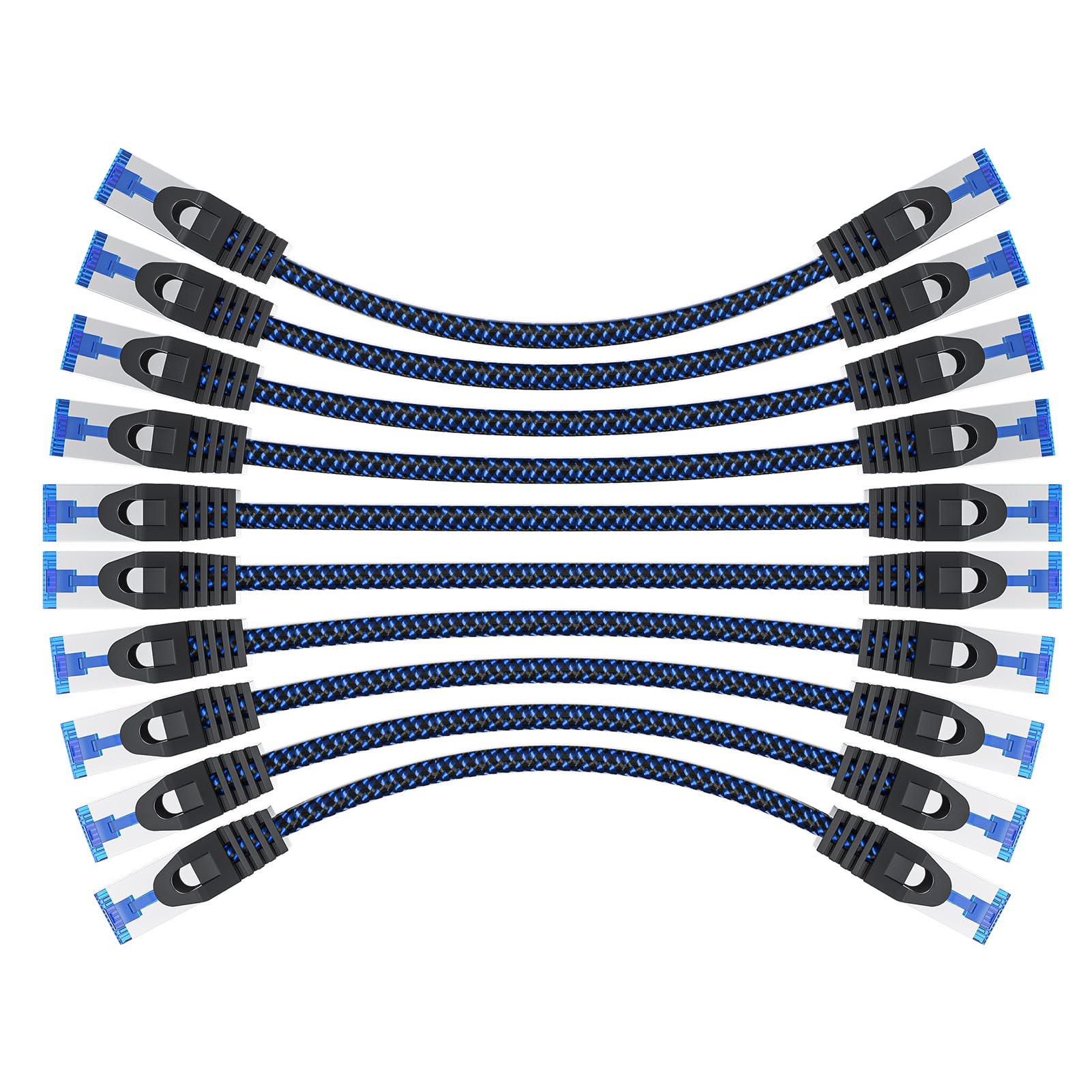 iwillink 10x 2m Netzwerkkabel CAT 7, 10Gbit/s, Nylon‑Geflecht Patchkabel