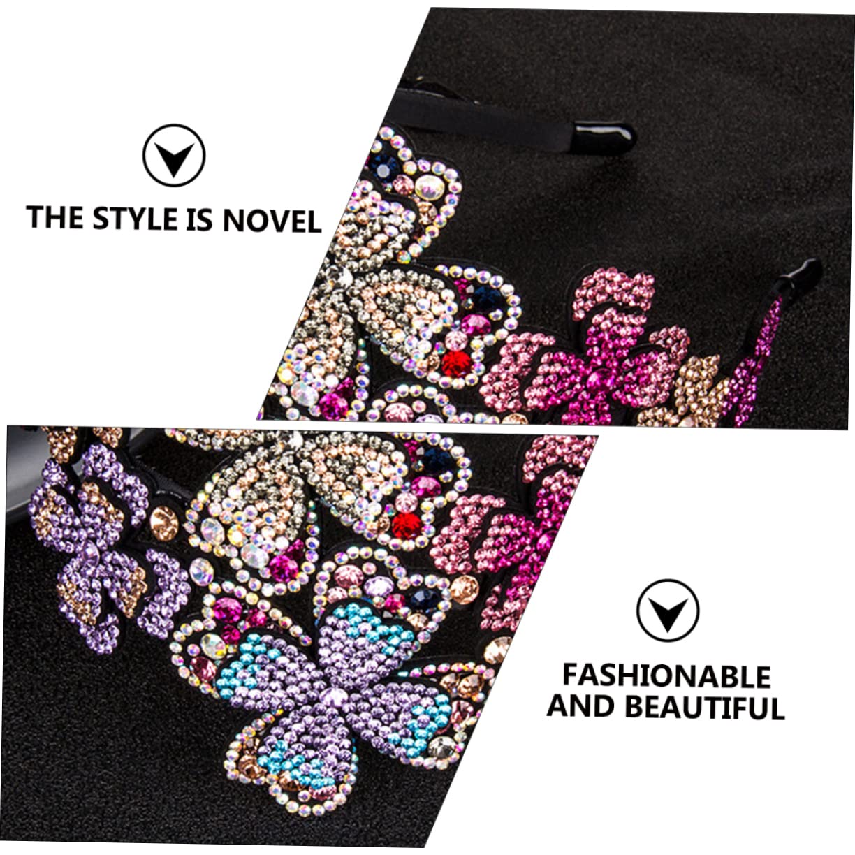 Rhinestone Flapper Headband for Women 1 Piece Non-Slip Wide Tooth Hair Accessory Vintage Style Hairband for Yoga Workouts and Daily Wear