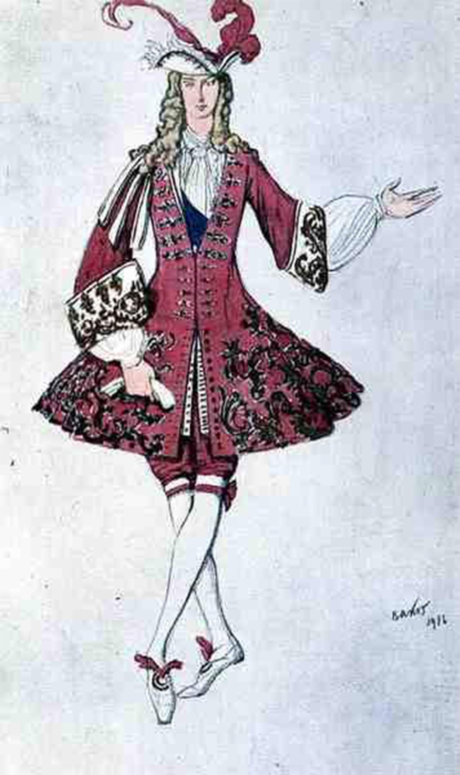 ARTXLXXBN Famous Prints Artwork Pictures Poster Painting Art Costume for a Page in the Style of Ludwig Xiv by Leon Bakst Artwork Landscape Pictures for Home Decor 60x90cm