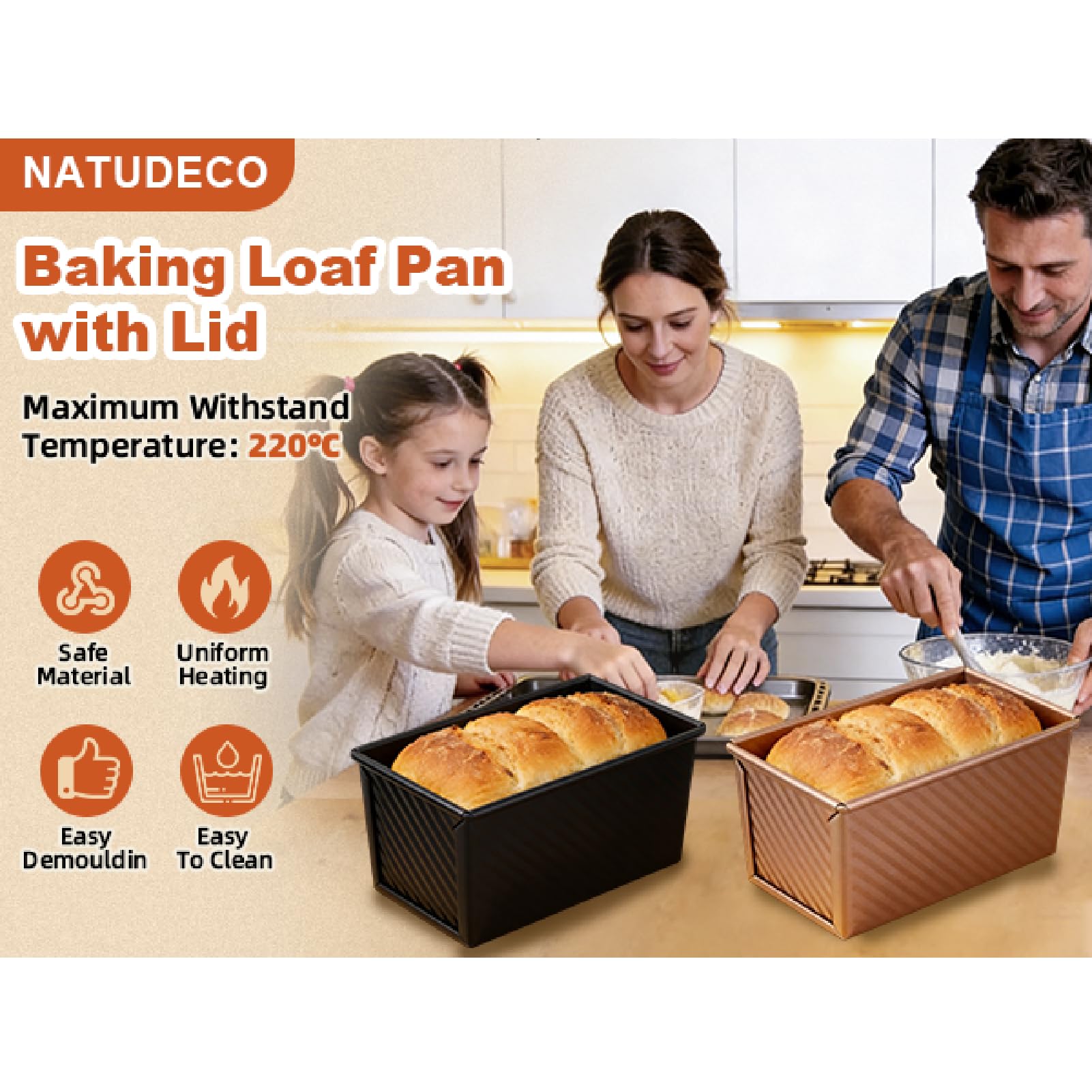 Stampo per Pane con Coperchio Toast Scorrevole Stampo Per Pane Toast Ondulato Antiaderente Acciaio Cestino da Forno, 21.5 x 12 x 11.2cm(Nero)
