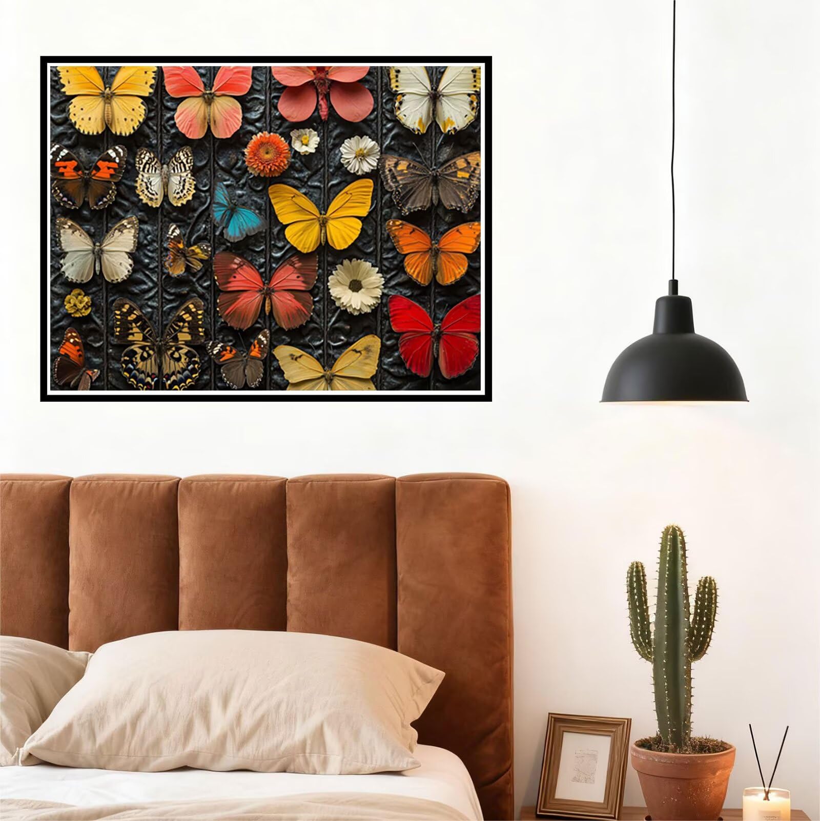 Peinture Numero Adulte Papillon Coloriage par Numero Adulte RéTro DIY Paint by Numbers, avec Pinceaux Peinture Loisir Creatif Enfant Numéro D'art Cadeau Femme, Pour Decoration Maison 80x100cm H - 955