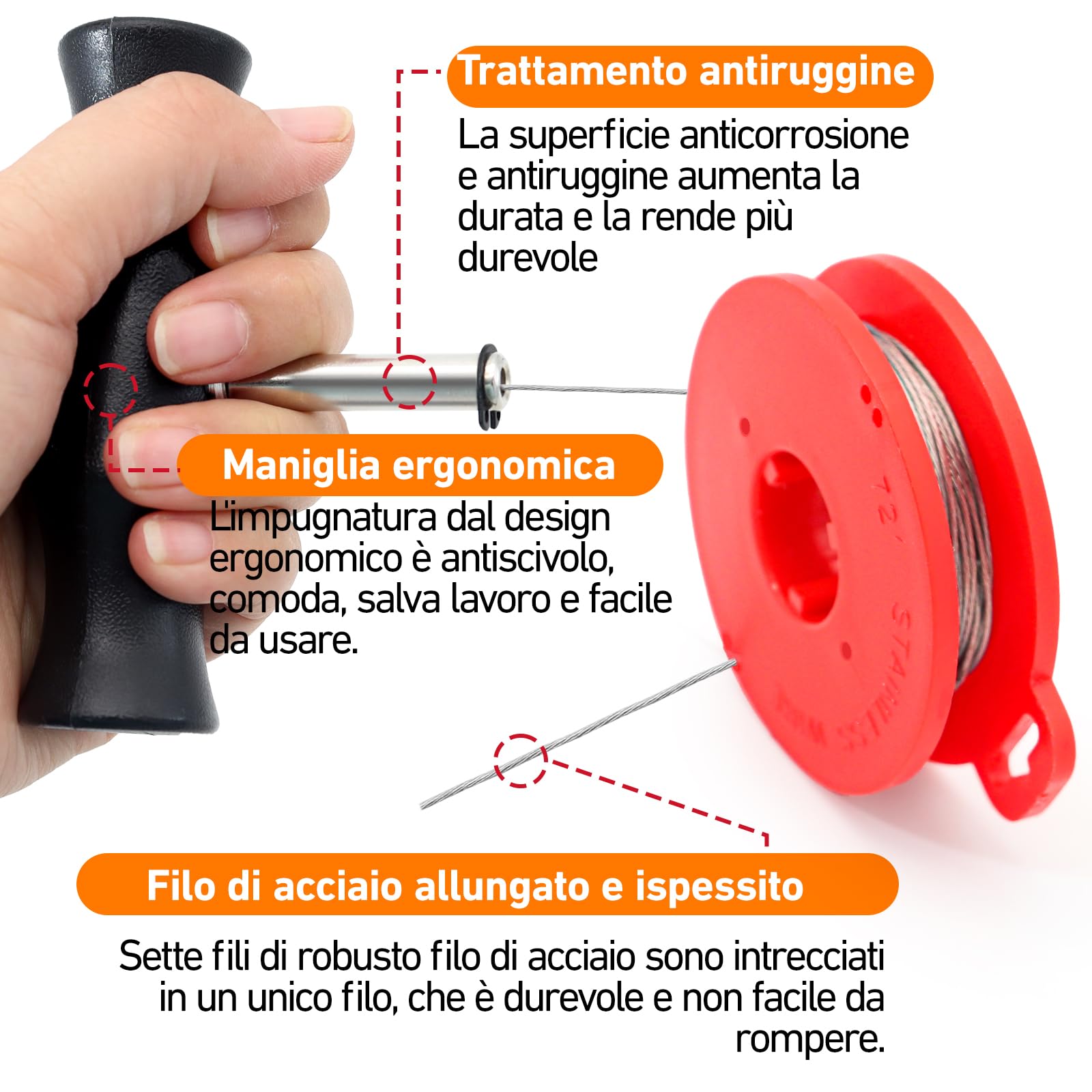 Set di attrezzi di rimozione parabrezza con manico e filo di taglio, strumento universale parabrezza, per riparazioni professionali filo di taglio parabrezza set
