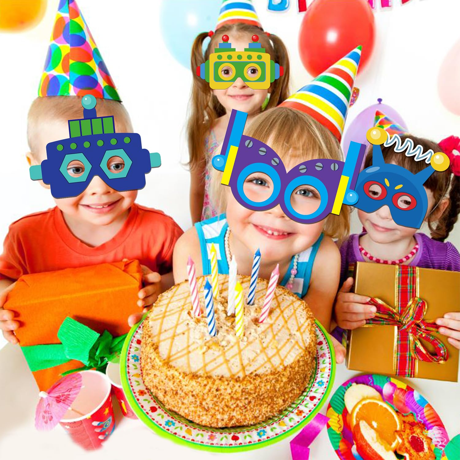 Lot de 12 masques de robot pour enfants, décoration de fête à thème robot, jeu de rôle, cadeaux pour enfants, garçons et filles, décoration d'anniversaire