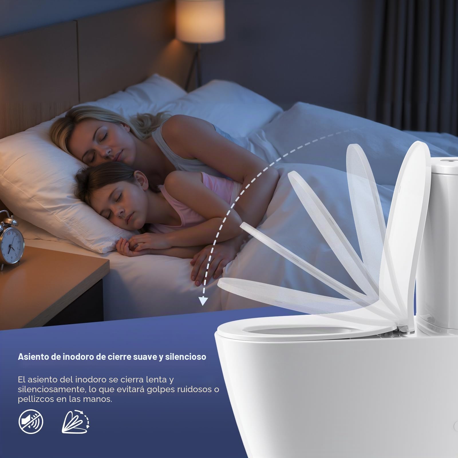 Tapa WC Universal, Tapa Inodoro en Forma de U/D, Tapa WC con Cierre Suave, Toilet Seat Para Familia y Baño, Montaje Fácil y Resistente, Liberación Rápida para una Fácil Limpieza.