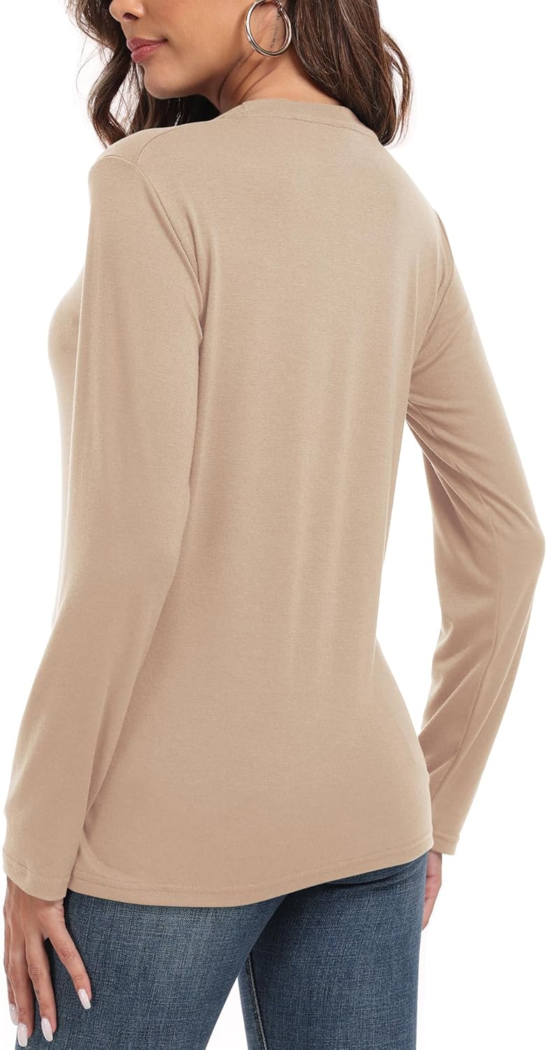PRIMODA Women's Crew Neck Long Sleeve Shirts Basic Loose Fit Layering Tops - Image 4