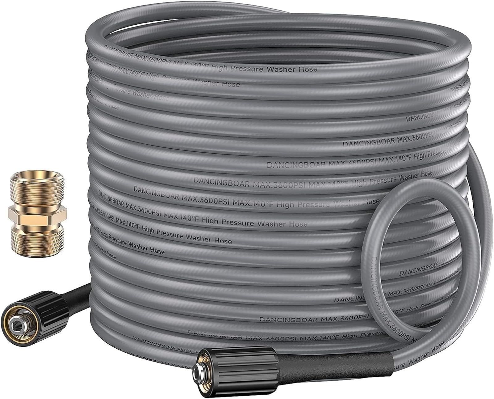 DANCINGBOAR 10M Super Flexible Rubber Pressure Washer Replacement Hose M22-14mm Thread Female Kink Resistant, 3600PSI Jet Wash Power Washer Extension Hose Pipe for High Pressure Accessory Car Cleaning