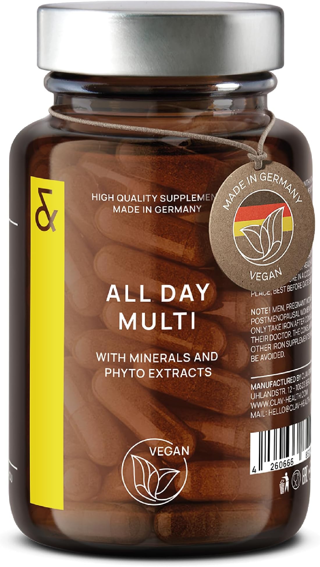 All Day Multi - A-Z Multivitamins and Minerals - 30 Valuable Vitamins, Minerals, Trace Elements & Plant Extracts - All in One Premium Multi Vitamin for Men and Women - Natural & Vegan