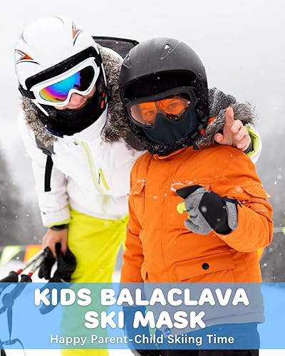 Miniatura 5 de Pasamontañas con forro para casco para niños, máscara de esquí para niños y niñas, forro polar para invierno, sombrero de nieve para clima frío