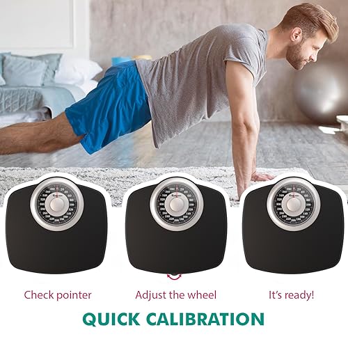 Vista 4 de Adamson A25 - Báscula para peso corporal, hasta 400 libras, esfera de 5.3 pulgadas sobre plataforma de 12.4 x 10.2 pulgadas, superficie de goma Negro