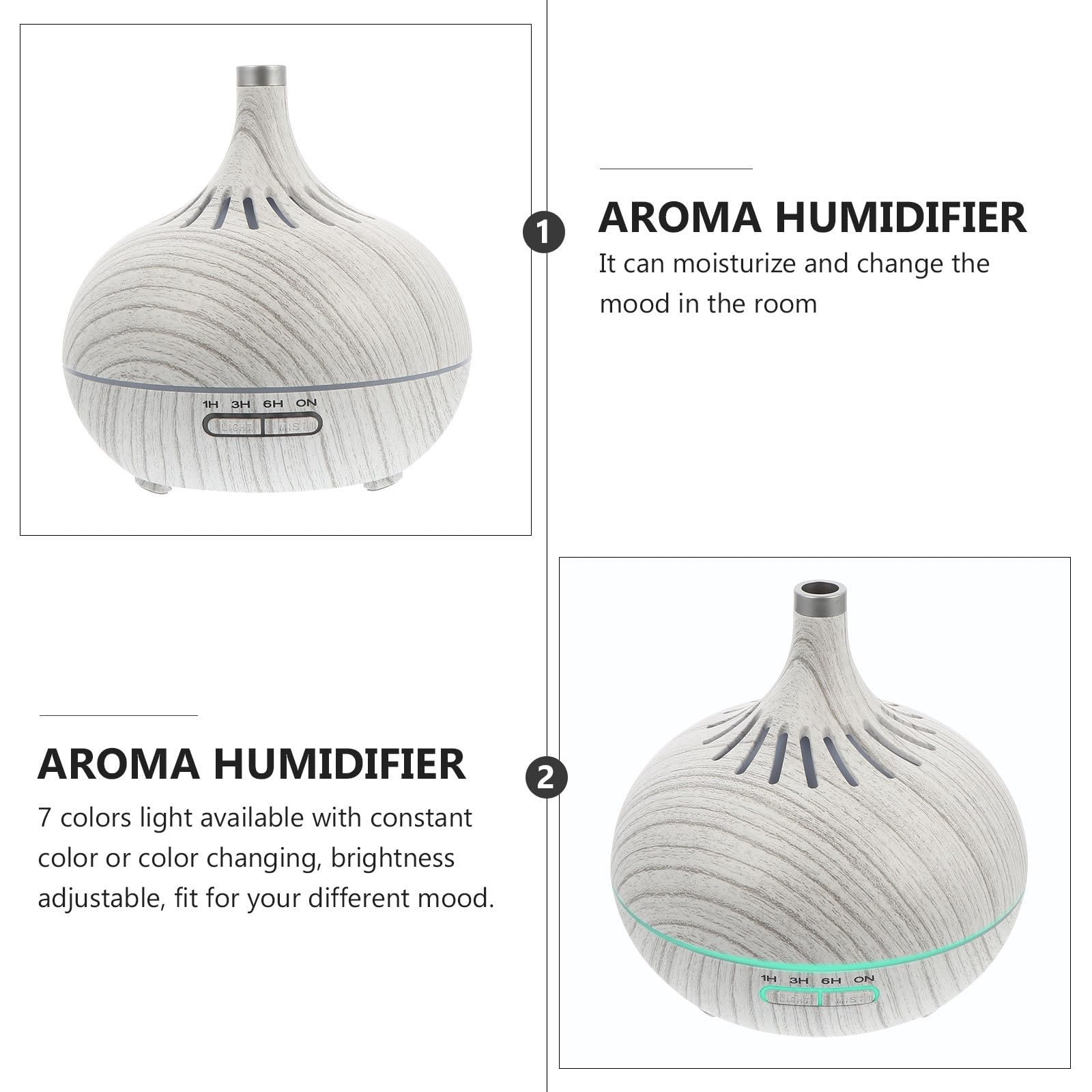 SHINEOFI Diffuseur D'huiles Essentielles 400ml en Bois Lumière Changeante, Humidificateur à Brume Fraîche pour Aromathérapie et Décoration de Bureau