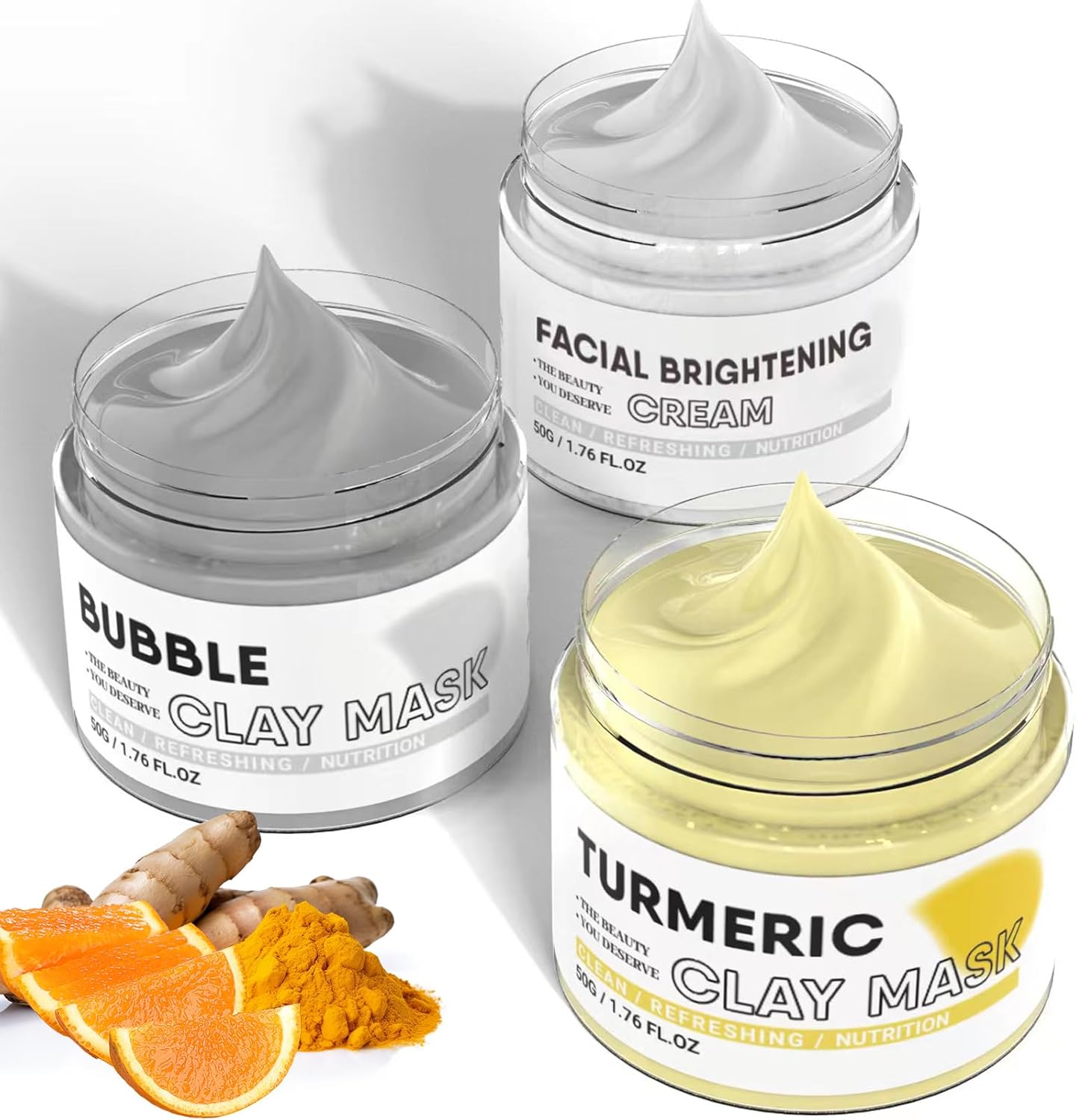 Turmeric Vitamin C Clay Mask, Bubble Clay Masks And Facial Brightening