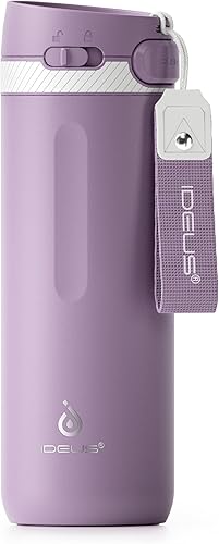 Miniatura 9 de IDEUS Botella de agua aislada, termo de acero inoxidable de 24 onzas con asa para agua fría y caliente, té, bebidas, a prueba de fugas, reutilizable