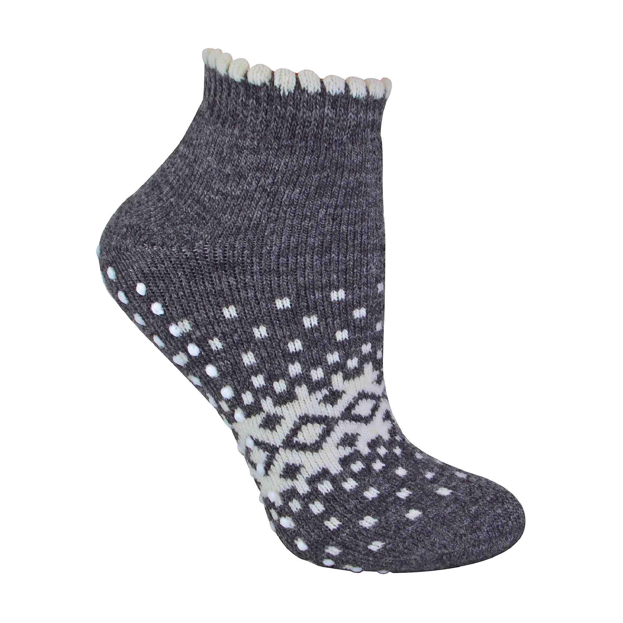 Sock Snob - Ladies/Womens Thermal Low Cut Wool Non Slip Ankle Slipper Socks