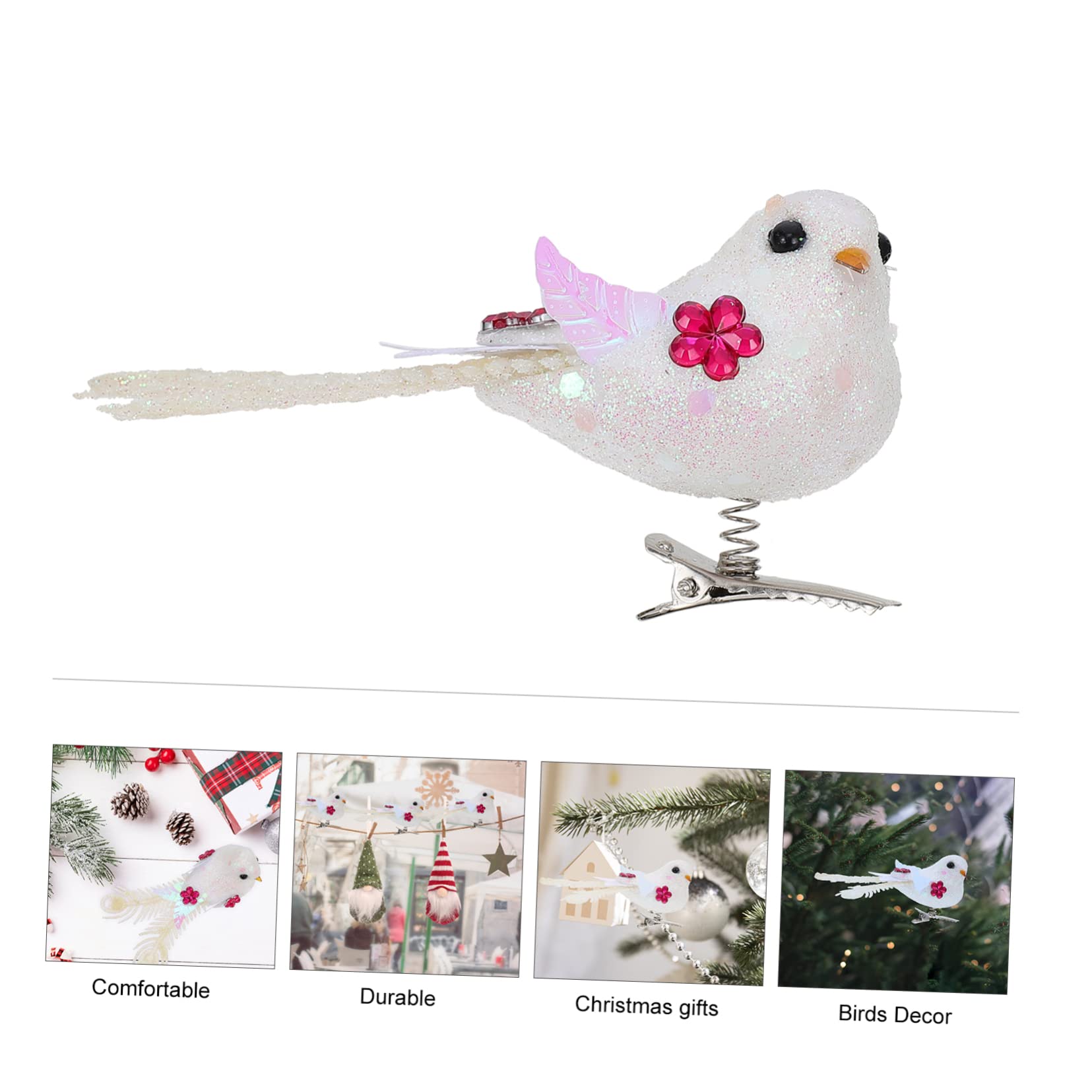 Amosfun 6 Sätze Schaum Vogel Weihnachtsbaumdeko Tannenbaum Dekoration Türdeko Weihnachten Klampen Vogel- Gefälschte Vogelfiguren Vogeldekoration Weihnachtsbaum Weiß 6 Stück * 6