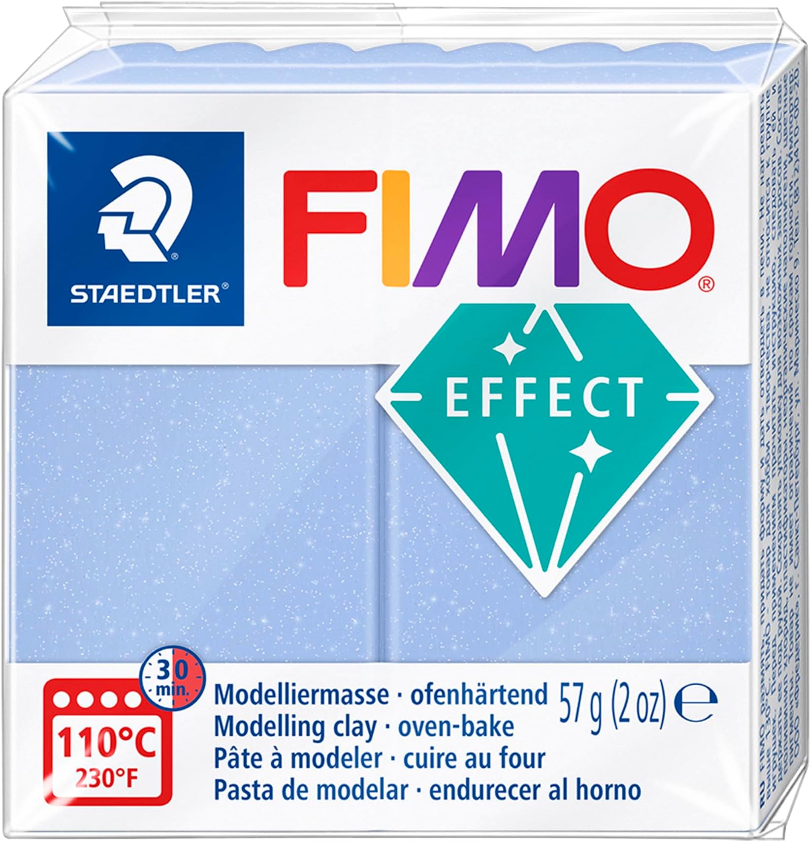 STAEDTLER FIMO Effect 8020-386 Oven Hardening Modelling Clay, 57 g - Agate Blue