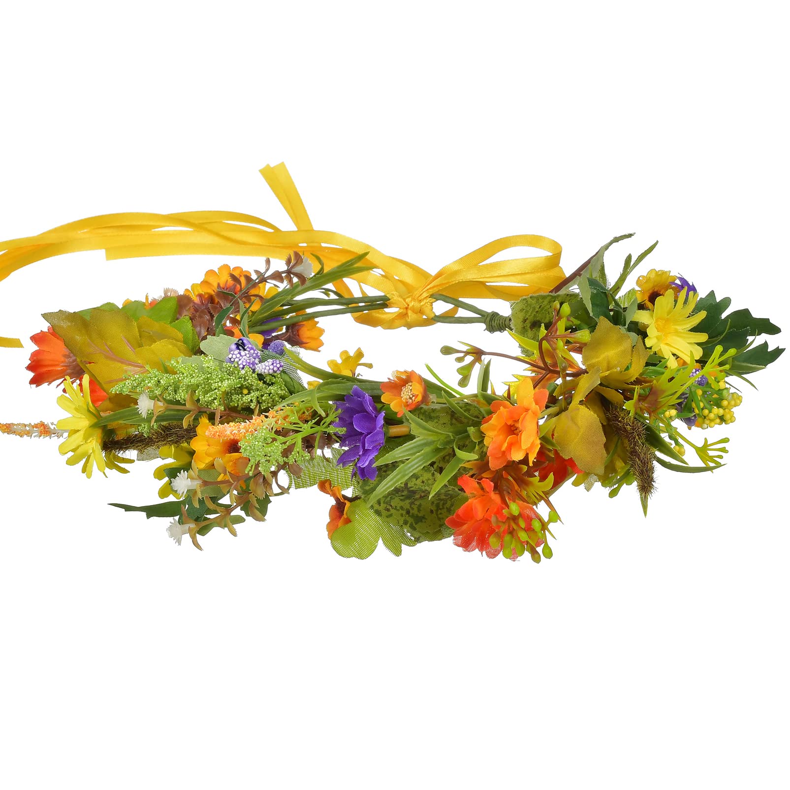 Blumenkrone Blumengirlande Stirnband Haarkranz Floral Kopfschmuck Halo Boho Party Abschlussball Hochzeit Fotos Golden