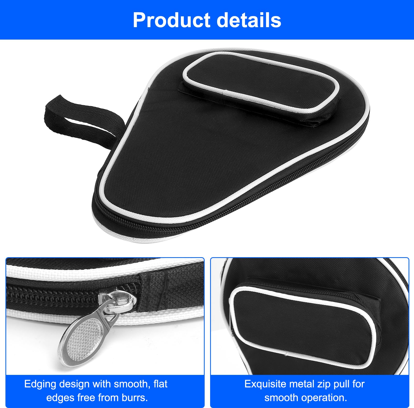 Housse Raquette Ping-pong – Pour 2 Raquettes Et 3 Balles, Tissu Oxford Résistant à L’eau, Avec Mousqueton, Noir