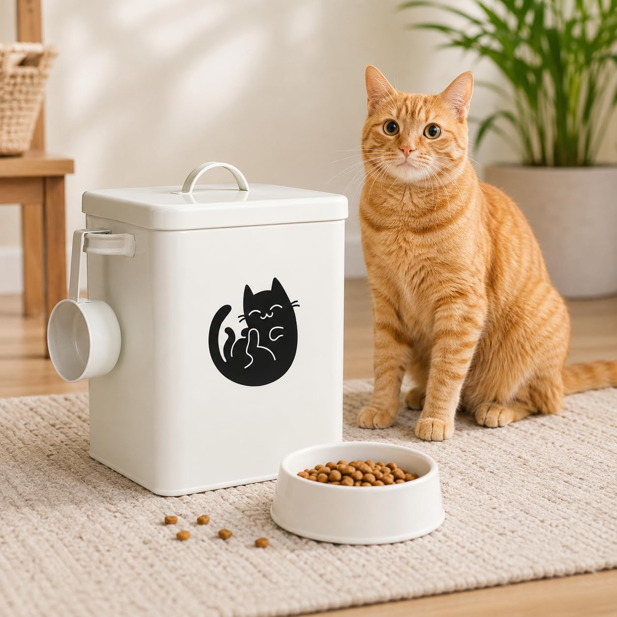 Contenedor de Almacenamiento de Alimentos para Perros de 6 Litros, Contenedor de Comida para Gatos de Metal con Taza Medidora, Latas de Comida para Gatos Cubre Tapas Y Cucharas, Juguetes para(#1)