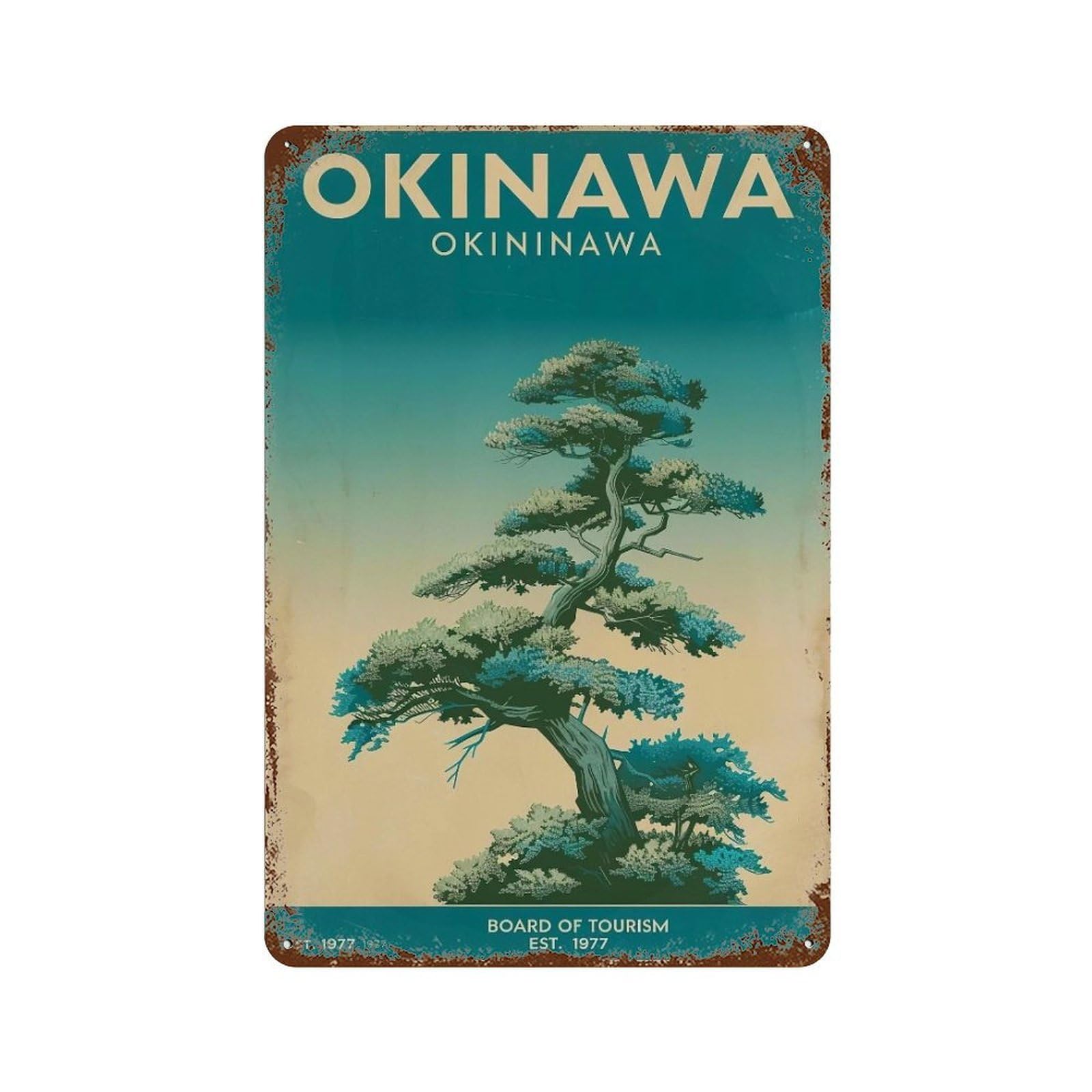 FHUYEURHRY Okinawa-Vintage-Travel_02 Wall Decor Retro Iron Vintage Art Metal Tin Sign Poster Modern Home Cofffee Club Art Bar Shop Decorations Style 30x20cm