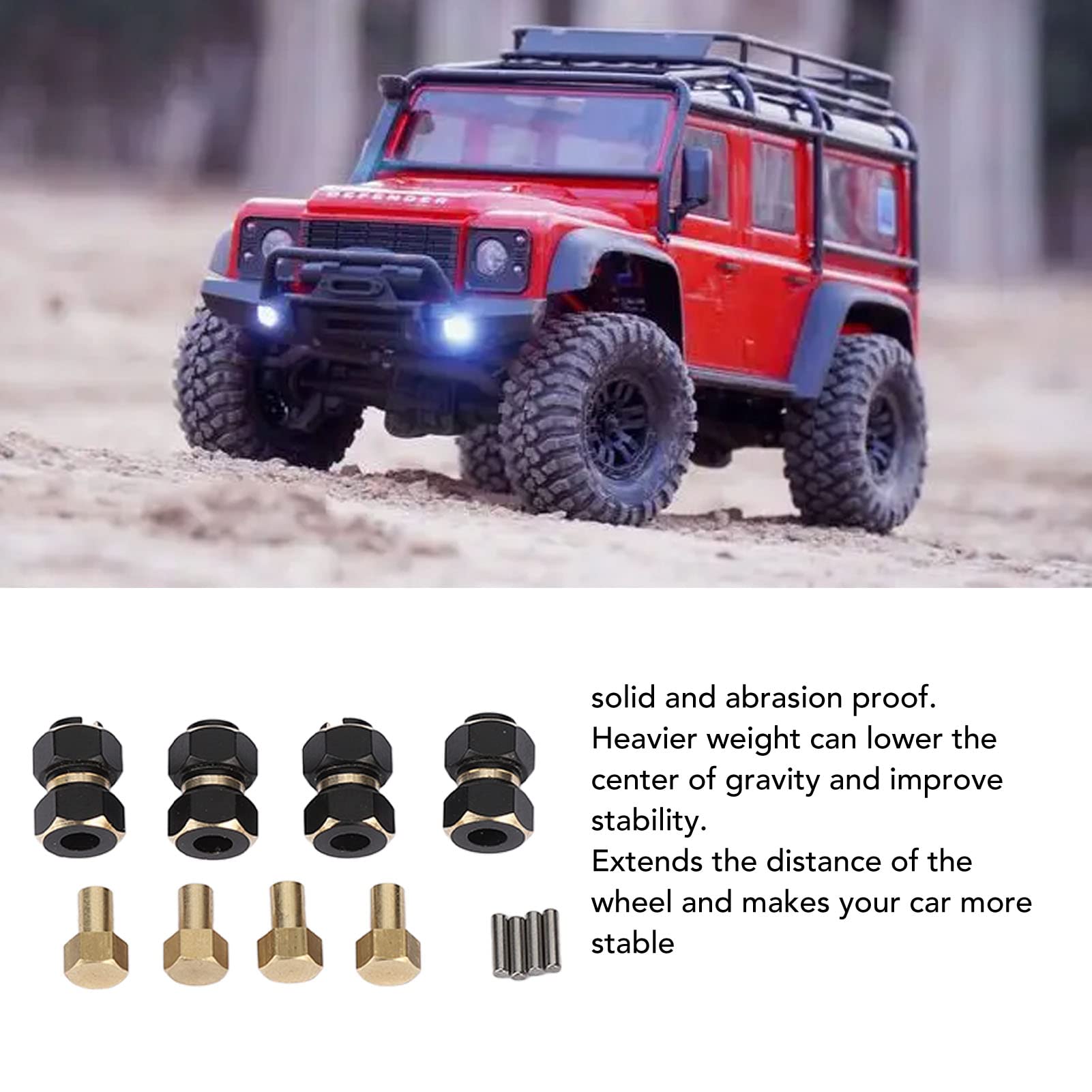Dilwe Esagonale RC, 4 Pezzi Esagonale RC Estensione Ruote in Ottone per Trx4m 1/18 RC Crawler