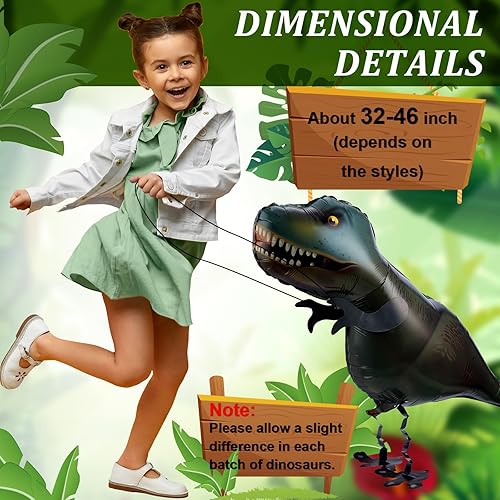Miniatura 2 de 9 globos de dinosaurio para caminar globos de animales de dibujos animados globos de aluminio de helio globos de dinosaurio grandes para temática de