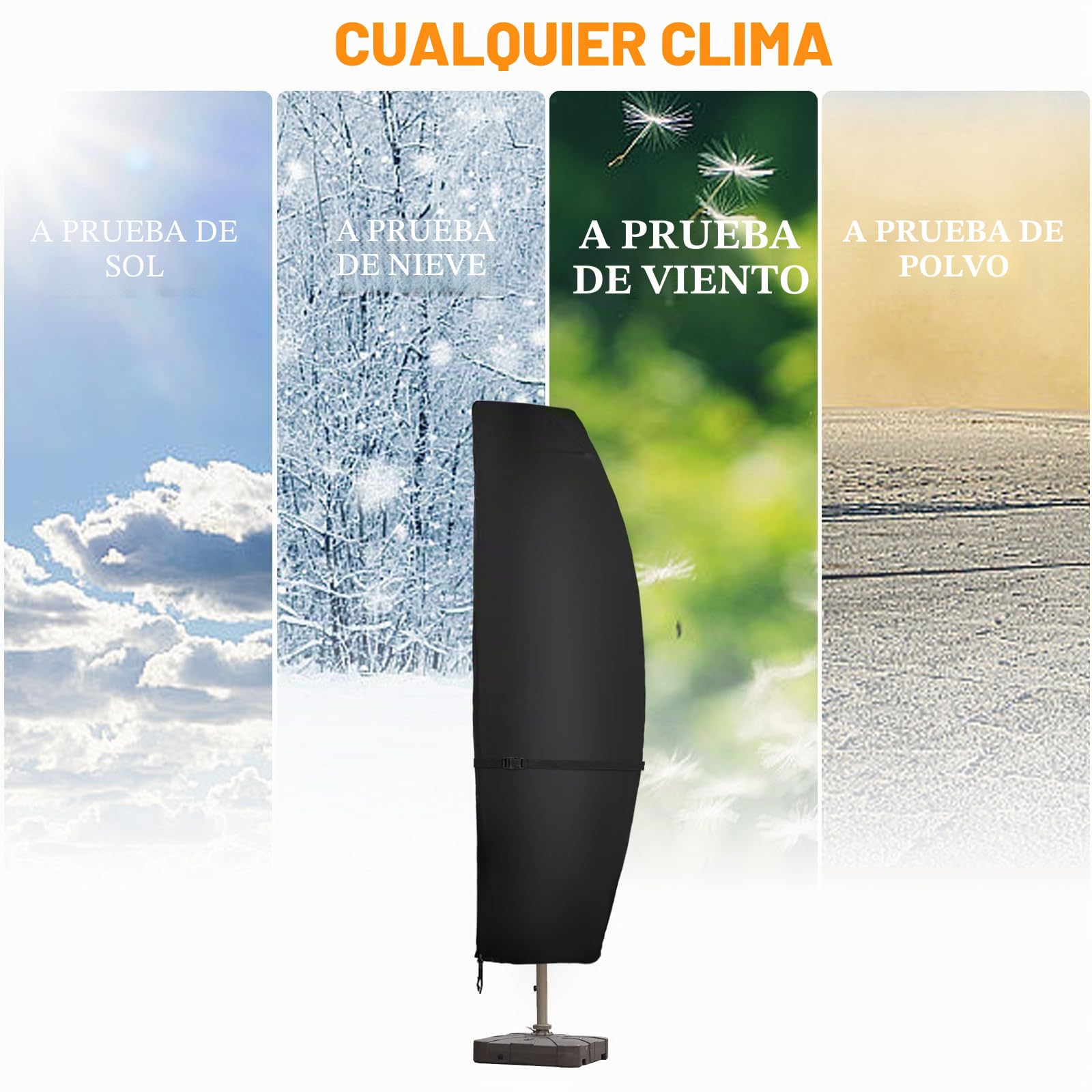 DOCEPERT Cubierta para sombrilla de patio 420D impermeable para exteriores, apta para paraguas de doble cara 390cm-450cm, cubierta de paraguas grande, cubierta de sombrilla de jardín(180x70x70cm)