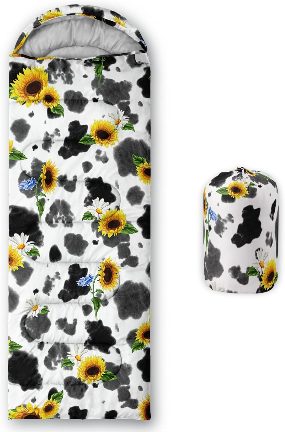 Camping Sleeping Bags,3 Season Warm & Cool Weather,Lightweight,Waterproof Sleeping Bags for Adults & Kids,Traveling,and Outdoors,Camping Gear Equipment Cow Pattern 10 Standard