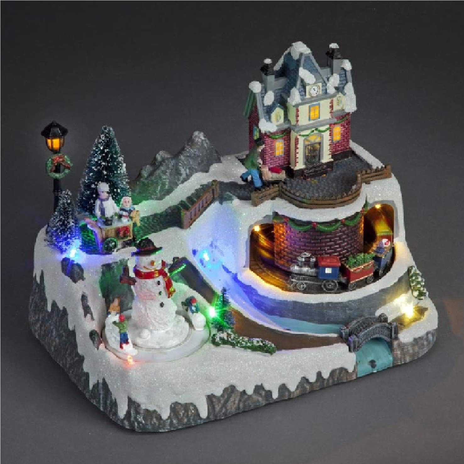 Snowtime Battery Operated 21cm LED Village With Moving Train