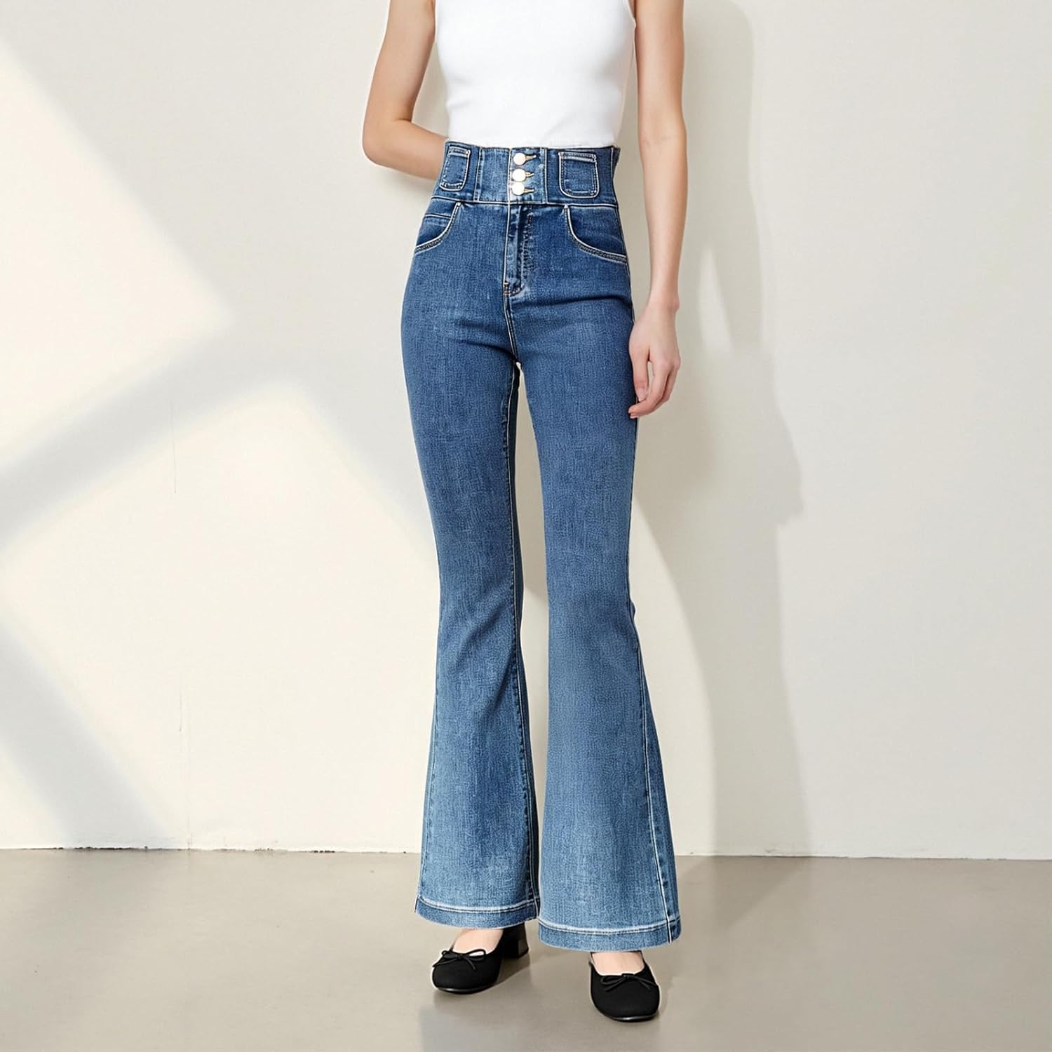 JENN ARDOR Low Heels Ballet Flats for Women Bow Comfortable Mesh Knit Pumps Cute Closed Round Toe Casual Holiday Wedding Party Office Work Slip on Shoes