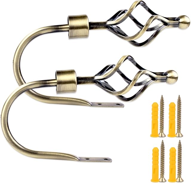 Curtain Holdbacks, EgoEra® Crown Design Curtain Drapery Holdbacks Tieback, Curtain U Metal Hooks Holder, Bronze