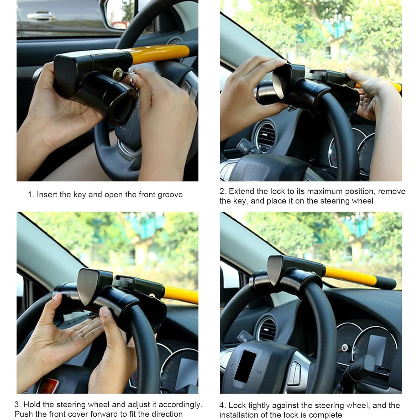 Barre Bloque Volant pour La Voiture avec 2 Clés, Compatible avec Foxtron Model C Model B, Canne Antivol Haute Visibilité Dispositifs de Verrouillage, Type B