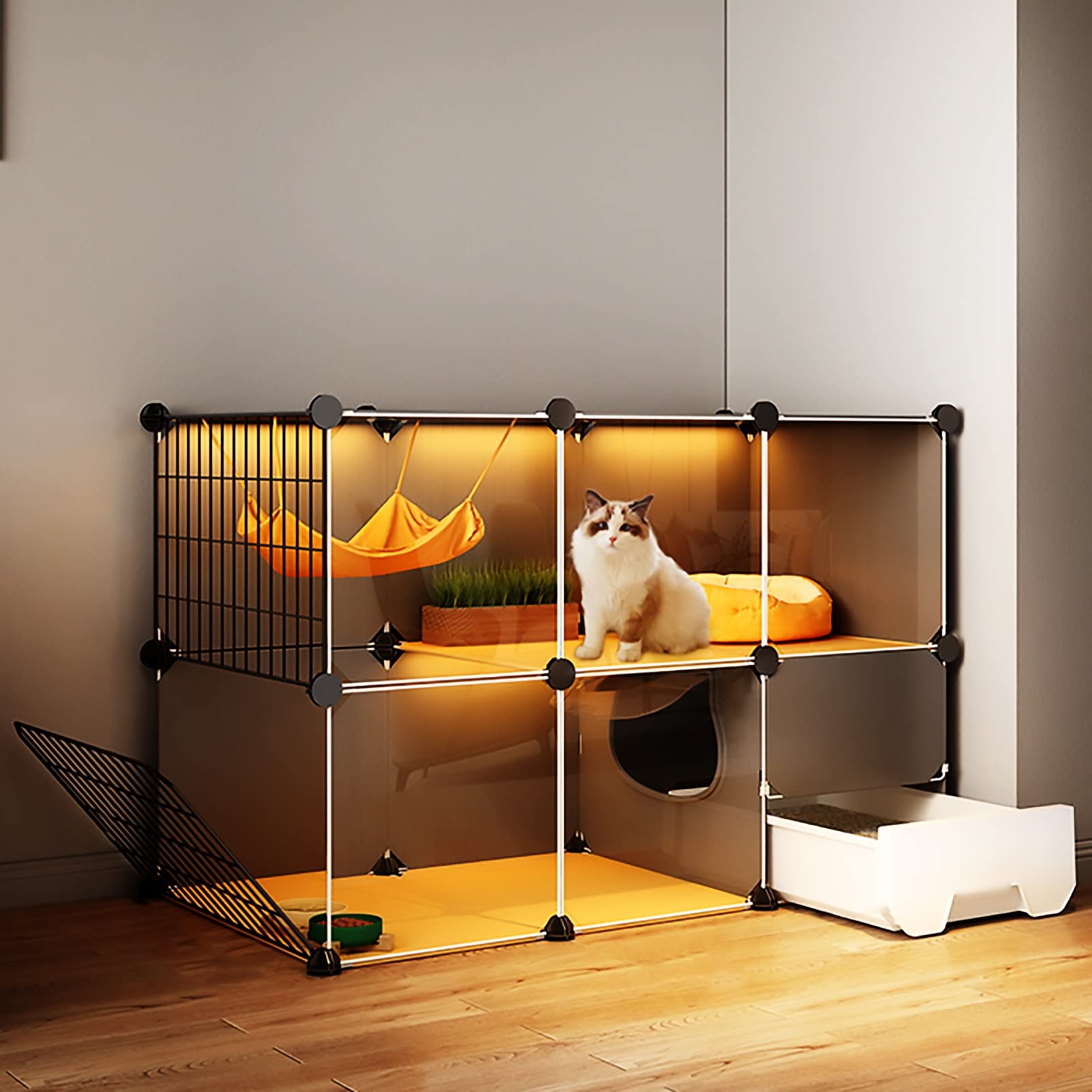 asdchZen Cat Cages Indoor,Cat Cage With Litter Box,Diy Cat Playpen,Large Exercise Place Ideal For Cat,107X47X72Cm Without Wheels
