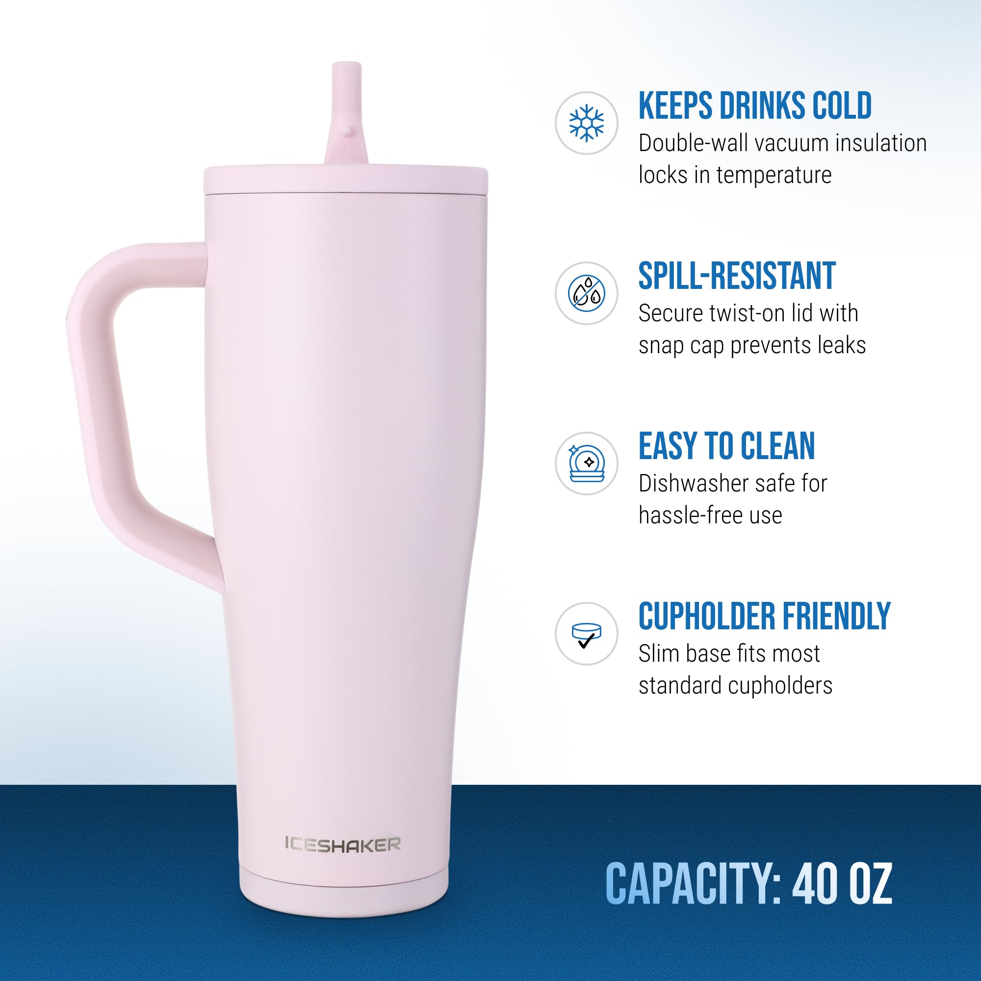 Amazon.com | Ice Shaker 40 oz Tumbler with Handle and Straw | 40oz