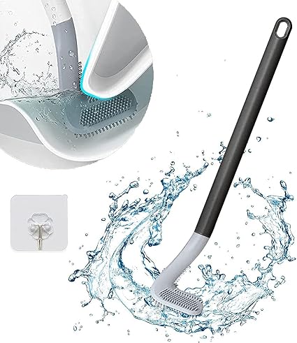 Premium Silicone Toilet Cleaner Brush with Hooks Stand for Bathroom Cleaning Brush Western Toilet Brush with Long Handled Golf Toilet Brush (Pack of 1)