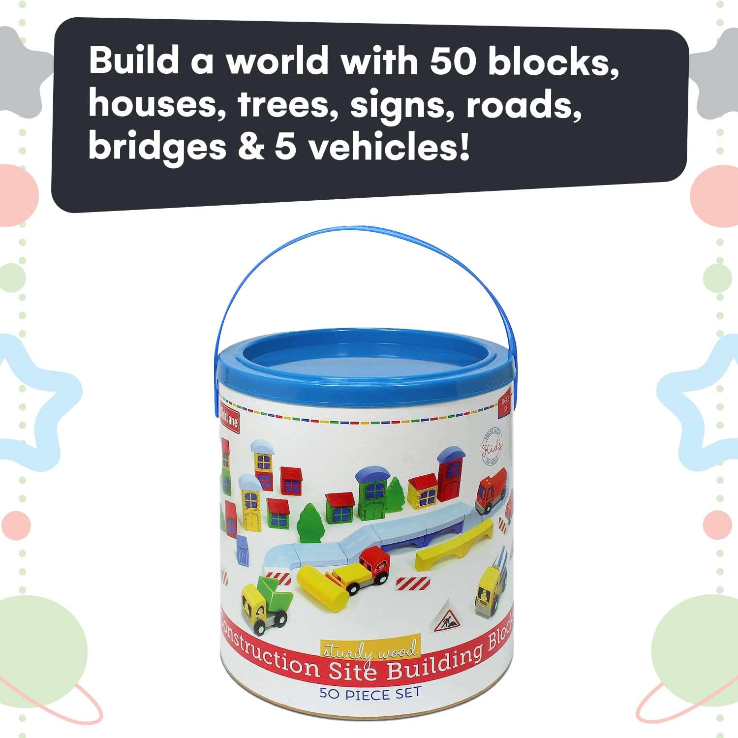 Amazon.co.jp: Kidzlane 木製建築現場ビルディングブロック - 50ピース