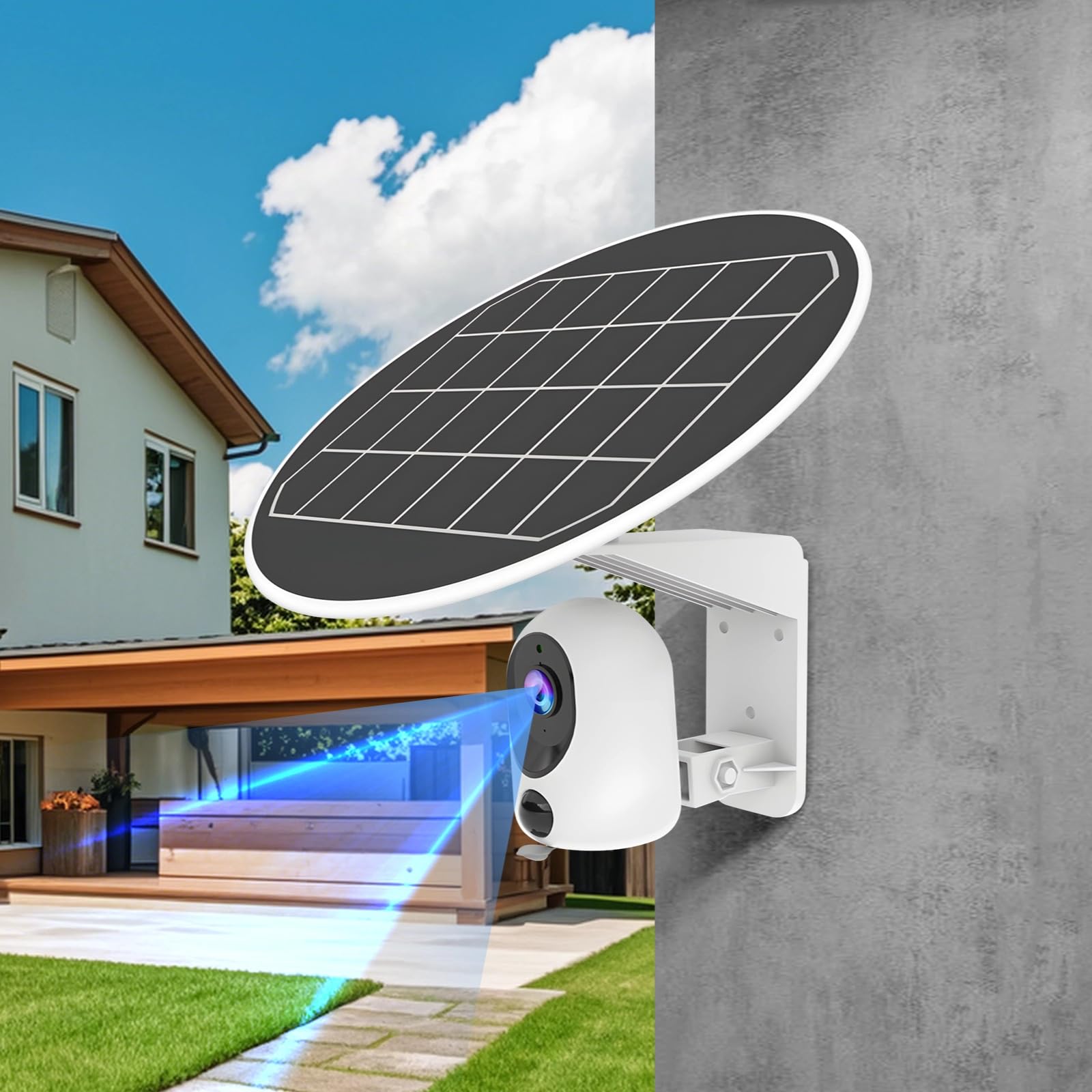 Bezprzewodowa kamera bezpieczeństwa zasilana energią słoneczną, nie wymaga Wi-Fi, 3 MP HD, panoramiczny widok 360°, wodoodporna, do użytku na zewnątrz, kompatybilna z 4G, inteligentne
