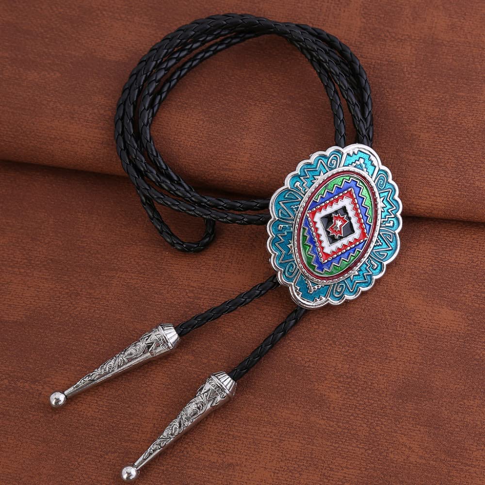 cravatta bolo, Cravatta Bolo Tie da uomo con totem etnico indiano smaltato retrò