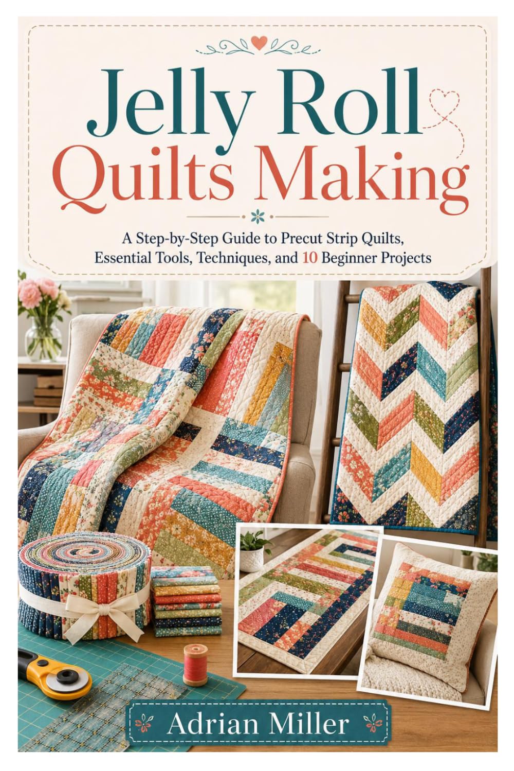 Jelly Roll Quilts Making: A Step-by-Step Guide to Precut Strip Quilts, Essential Tools, Techniques, and 10 Beginner Projects