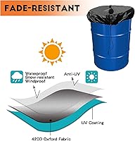 Vista 7 de Cubierta de tambor de 55 galones con cordón, cubierta de tambor ajustable elástica para barril, barril de lluvia universal, protección para todo