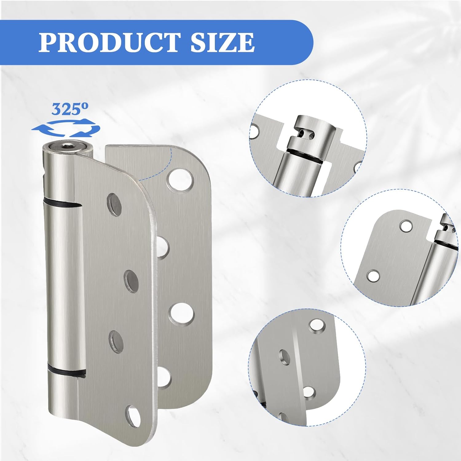 Yaocom 10 Pcs Self Closing Door Hinge 3.5'' Spring Loaded Hinges Automatic Door Closer Hinge Adjustable Tension for Garage, 5/8'' Radius Corners(Silver,4'')